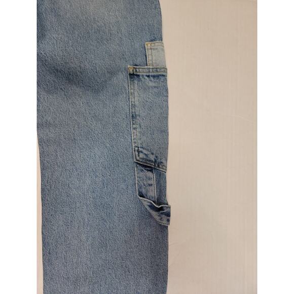 Zara Cargo Jeans Womens Sz 4 Slim Straight High Rise Carpenter Utility Pockets - Picture 10 of 11